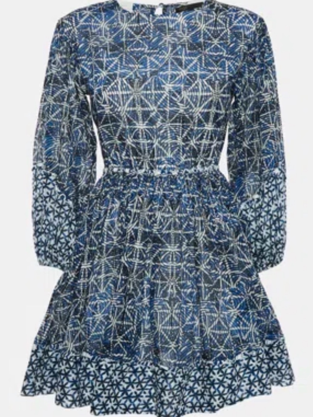 Maje Blue Geometric Long-Sleeve Dress